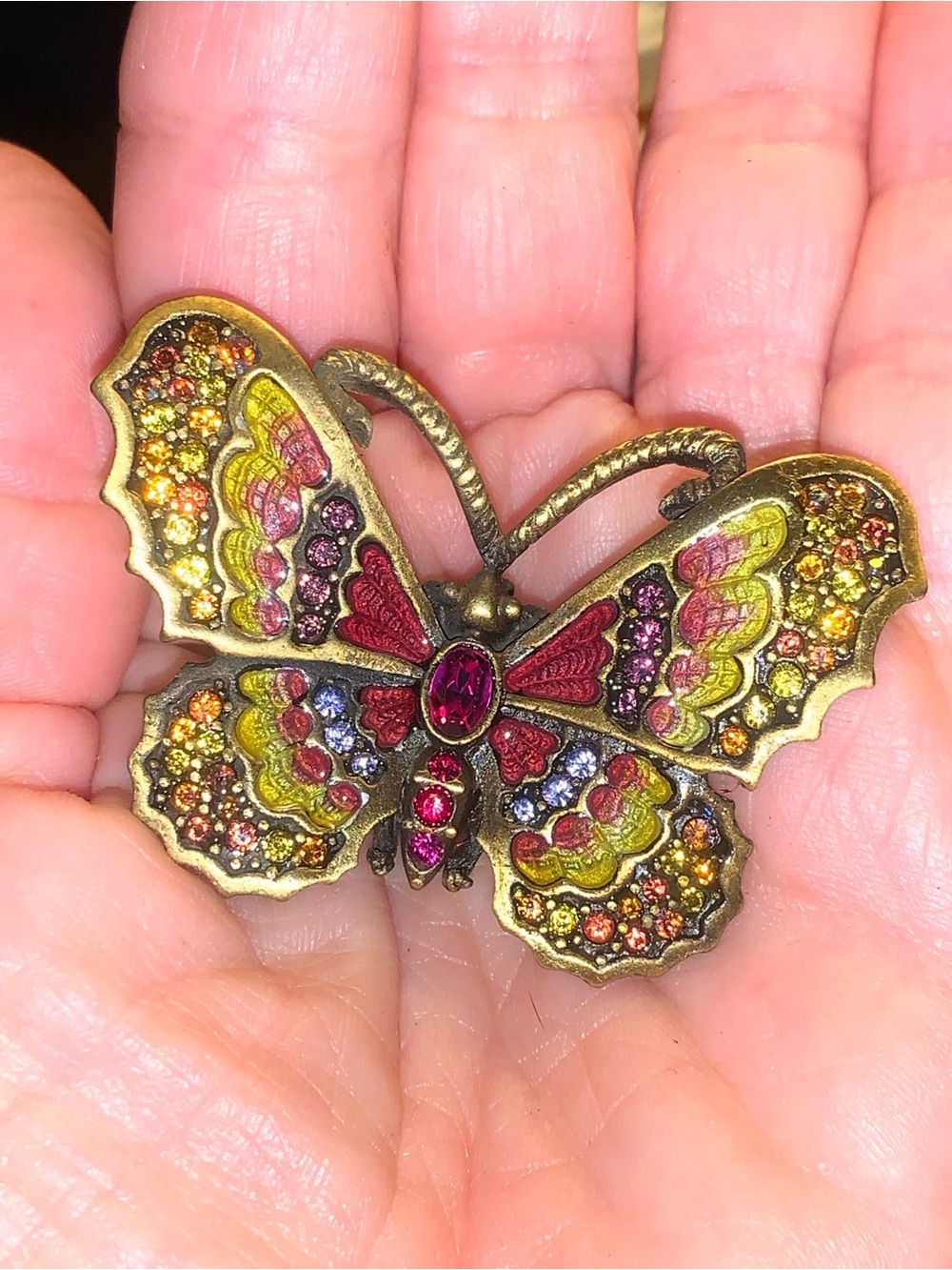 Vintage Signed Jay Strongwater Butterfly Brooch- Highly Collectible Designer Pin